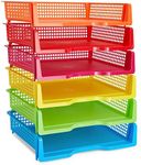 Bright Creations Set of 6 Rainbow Classroom Turn in Trays for Teachers, Plastic Storage Baskets for Office Use (9 x 13 x 3 in)