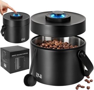 ROTTOGOON Auto Vacuum Coffee Canister, Rechargeable Airtight Coffee Container with 304 Stainless Steel Inner, Scoop, Handle,Sealed Coffee Bean Storage Container for Ground Coffee, Tea, Food, 24OZ/ 2L