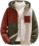 SHENHE Boy's Corduroy Jacket Casual Long Sleeve Button Down Color Block Hooded Shirt Army Green 12Y