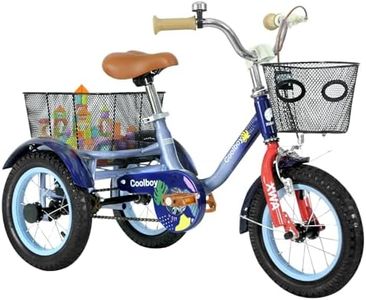 Empylynzar Kids Tricycle with Safety Features, Wide Anti-Skid Tires, Storage Basket, Soft Cushion Seat, Red (Blue)