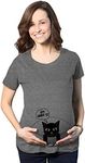 Crazy Dog T-shirts Womens Let MeowT Maternity TShirt Funny Cat Lady Pet Lover Pregnancy Tee (Dark Heather Grey) - XXL