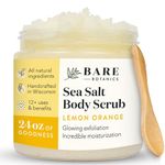 Bare Botanics Lemon Orange Exfoliating Body Scrub 24oz | Made in USA | All Natural Sea Salt Scrub w/Skin Loving Moisturizers | Vegan & Cruelty Free | Ready to Gift w/a Cute Wooden Spoon