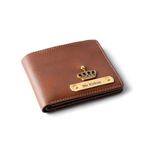 The Giftician Men's personalized wallet | customised stylish slim leather purse with name & charm | unique anniversary birthday gift for men boy love husband bf brother (Tan)