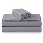 Tribeca Living Yarn Dyed 100% Cotton Flannel Standard Pillowcase Set, Velvety Soft Portuguese Flannel Bedding, Envelope Closure, 180-GSM Cozy Flannel, Two Pillowcases, Heather Grey