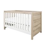 Tutti Bambini Modena Baby Cot Bed - 3-in-1 Wooden Baby Crib, Toddler Bed & Day Bed, Baby Bed with Teething Rails & Adjustable Base, From Birth to 6 Years, Oak & White (140 cm x 70 cm)