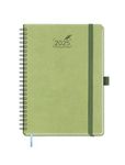 BEZEND 2025 Diary A5 Week to View Spiral Bound - Vertical Weekly Planner with 100 gsm Paper & Monthly Tab. Appointment Diary 25 with Vegan Leather Softcover - Kiwi