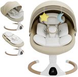 Electric Baby Swing Chair from Birth, 0–6 Months, max 9kg，Portable Newborn Baby Bouncer with Bluetooth, Rocking Rocker Chair 5 Swing Speed, 3 Angle Position, Remote Control & Touch Panel Beige
