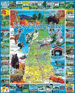 White Mountain 1000 Piece Jigsaw Puzzle Granite State Collage Puzzles with Large Pieces Gift for Adults and Family 24"x30" - Best of New Hampshire