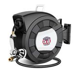 5/8" 66ft Retractable Garden Hose Reel by BSTOKCAM, Hybrid Rubber Hose, Water Hose Reels Automatic Rewind Storage, 10 Patterns Nozzle Included