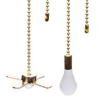 Ceiling Fan Pull Chains 13.6 Inches Fan Pulls Set with Connector 3mm Diameter Beaded Ball Fan Pull Chain（Brass）