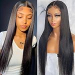 Straight Lace Front Human Hair Wig 4x4 Hd Lace Closure Human Hair Wigs Straight Lace Closure Wigs Pre Plucked With Natural Black Color Baby Hair 180% Density 22inch