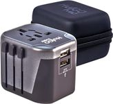 Universal Travel Adapter Worldwide. Multi-Device Charging, International Plug Adaptor with 2 USB Ports. World Essential Travel Accessory for 200+ Countries. UK to: USA, EU, India, Vietnam, Thailand