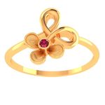 P.C. Chandra Jewellers BIS Hallmark 9KT (375) Gold Bow Petal Ring for Women & Girls (Size 13) | Gift for Women & Girls - 1.06 Gram