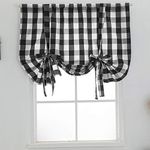 vctops Black and White Buffalo Check Tie Up Curtains Farmhouse Thermal Insulated Window Adjustable Balloon Curtain Shade for Small Window (24" x 47", Black)