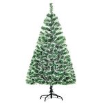 HOMCOM 5FT Christmas Tree Artificial Classic Tree Holiday Indoor Decoration, with Metal Support and Tips, Green