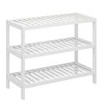 Vencier 3 Tier White Bamboo Shoe Rack Stand Shelf Shelving Hallway,Bedroom,Bathroom,Living Room Organizer Holder Storage for 12 pairs shoes