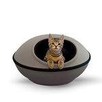 K&H Pet Products Thermo-Kitty Mod Dream Pod Cat Bed for Large Cats, Indoor Cat Cave, Cat Mat Hideaway for Small or Large Cats and Kittens, Unheated Gray/Black 22 Inches