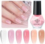 modelones Jelly Nail Polish Set 6 Colors Sheer Nude Pink Milky White Neutral Nude Nail polish Kit Neutral Pink Quick Dry Transparent Manicure DIY Nail Art Salon Home Gift for Women Girl