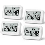 DOOMAY 4-Pack Mini Hygrometer Indoor Thermometer, Humidity Gauge with ℃/℉ Switch, Humidity Meter Digital Temperature Monitor for Greenhouse, Babyroom, Cellar, Reptile Incubator, Closet