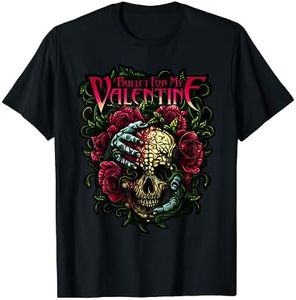 Funny Bullet My Valentine Skull Roses and Red Blood Horror Camiseta