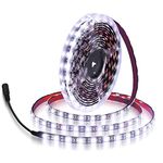 ALITOVE 16.4ft White LED Strip Flexible Ribbon Light Black PCB 5050 SMD 5M 300 LEDs Waterproof IP65 DC 12V for Home Garden Commercial Area Lighting