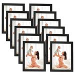 CRUGLA Modified 5x7 Magnetic Picture Frames Self Adhesive Collage Photo Frame Set for Refrigerator Glass Window Door Cubicle Tile Wall, Black, 12 Packs