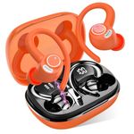 Jesebang Wireless Earbuds, Bluetooth 5.3 Headphones, 2024 Wireless Earphones HiFi Stereo Sound with ENC Mic, Sport Headsets in Ear EarHooks for Running, 40H Dual LED Display, IP7, Vibrant Orange