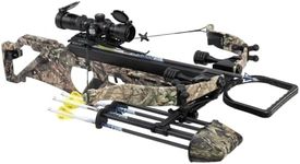 EXCALIBUR Suppressor Extreme Micro Series Lightweight CeaseFire Hunting Crossbow - Scope, Scope Rings, 4 Proflight Arrows with 100Gr Field Points, 4-Arrow Quiver Included, Oak Break-Up Country