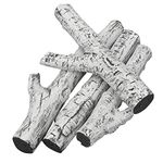 Stanbroil 4 Piece Set of Ceramic White Birch Wood Gas Log for All Types of Ventless, Gel, Ethanol, Electric,Gas Inserts, Propane, Indoor or Outdoor Fireplaces & Fire Pits