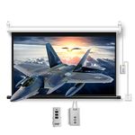 Projector screen motorized with remote control, Projection Screen 60 inch Electric Drop Down, Movie Screens for wall or ceiling(4:3 White visible area: 116×87cm)