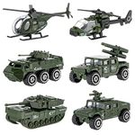 Die-cast Army Vehicles,Shellvcase Metal Military Toys 6 in 1 Assorted Alloy Car Toys for 4-8 Year Old Kids Boys