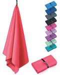 Fit-Flip Swimming towel - fast drying microfibre beach towel - ultra absorbent thin towels for travel, beach & gym - lightweight camping towel (1x 50x30cm, Sunkist Coral)