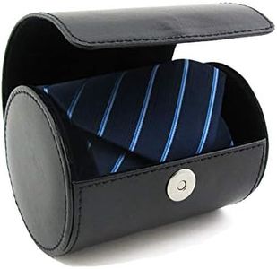 WAJJ Men’s Necktie Travel Case, Tie Anti-Wrinkle Organizer Box - Formal Cylinder Shape (Black)