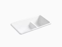 KOHLER K-6625-0 Iron/Tones Smart Divide Self-Rimming or Undercounter Kitchen Sink, White