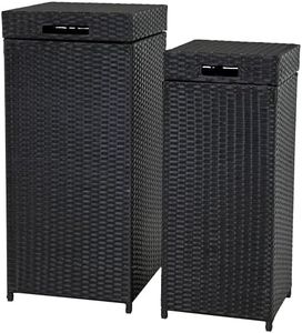 Sunnydaze Outdoor Trash Cans with Lids - Set of 2 Indoor and Outdoor Garbage Cans – 26 Gal and 15 Gal - Black
