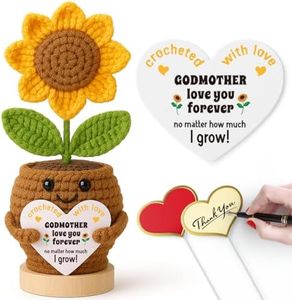 IDEGIFT Godmother Gifts from Godchild, Proposal Baptism Gifts for Godmom, Birthday Christmas Thanksgiving Gift for Godmother, Handmade Crochet Sunflower Present for God Mother, Godparents