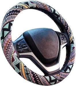 Valleycomfy Cloth Steering Wheel Covers for Women Bohemian Universal 15 inch Baja Blanket Enthic Maya