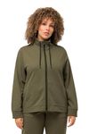 Ulla Popken Womenswear Plus Size Curvy Contrast Color Zip Up Sweatshirt Loden Green 42+ 826746190-42+