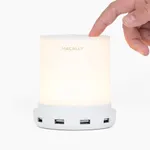 Macally Small Touch Lamps for Nightstand - Bedside Lamp with USB Port - 3 Way Dimmable Short Table Lamp for Small Spaces - Use as Night Light and Charger in Bedroom