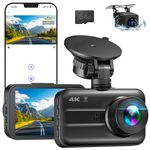 Dash Cam Front and Rear, 4K+2K Ultra HD Dash Cam Included 64GB SD Card Built-in WiFi,170°Wide Angle,Super Night Vision Dashcam, 24H Parking Mode, G-Sensor, Loop Recording Car Camera