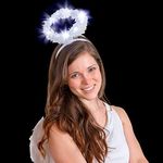 Skeleteen Light Up Angel Halo - White Feather Fluffy LED Halo Headband Accessories for Angel Costumes for Adults and Kids