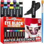 Jim&Gloria Water-Resistant Eye Black Stick Face & Body Paint Markers Makeup, Athletes Football Drip Baseball Softball Lacrosse Sports Stuff Gear, Game Accessories Gift, Eyeblack Painting Kit 8 Colors