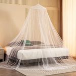 Obrecis Mosquito Net Bed Canopy for Girls, White Canopy Bed Curtains Mosquito Netting Bed Tent Canopy for Bed Frame Hanging Princess Canopy Bedroom Decor Twin Full Queen King Size Bed for Home