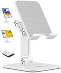 OCYCLONE Tablet Stand, iPad Stand for Desk Adjustable Height and Angle, Foldable Tablet Holder Compatible with iPad Pro 9.7, 10.5, 11, 12.9 Air Mini 4 3 2 - White