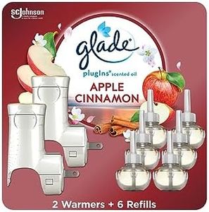 Glade PlugIns Air Freshener Starter Kit, Scented and Essential Oils for Home and Bathroom, Apple Cinnamon, 4.02 Fl Oz, 2 Warmers and 6 Refills (Packaging May Vary)