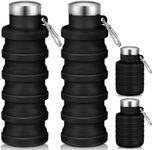 Baderke 2 Pcs 17oz Collapsible Water Bottles for Travel 500ml Reusable Foldable Silicone Water Bottle with Portable Buckle Silicone for Camping Hiking Sport (Black)