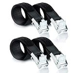 Lashing Straps, 4 Pcs 6.5ft Cargo Tie Nylon Straps with Zinc Alloy Lock (Black)