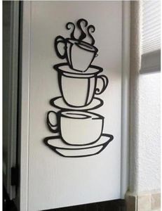 Coffee Cup Double Sided Visual Removable Wall Vinyl Sticker Decals Decor Art Bedroom Design Mural