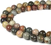 ABCGEMS Rare Madagascan Royal Savannah Desert Jasper Beads AKA Tri-Color Polychrome Jasper (Featuring Intricate Patterns Reminiscent of Majestic Savannahs & Derene Deserts) Smooth Round 8mm