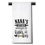 POFULL Nana’s Housewarming Gift Nana's Kitchen Never Runs Out of Kisses and Cookies Dish Towel (Nana's Kitchen towel)